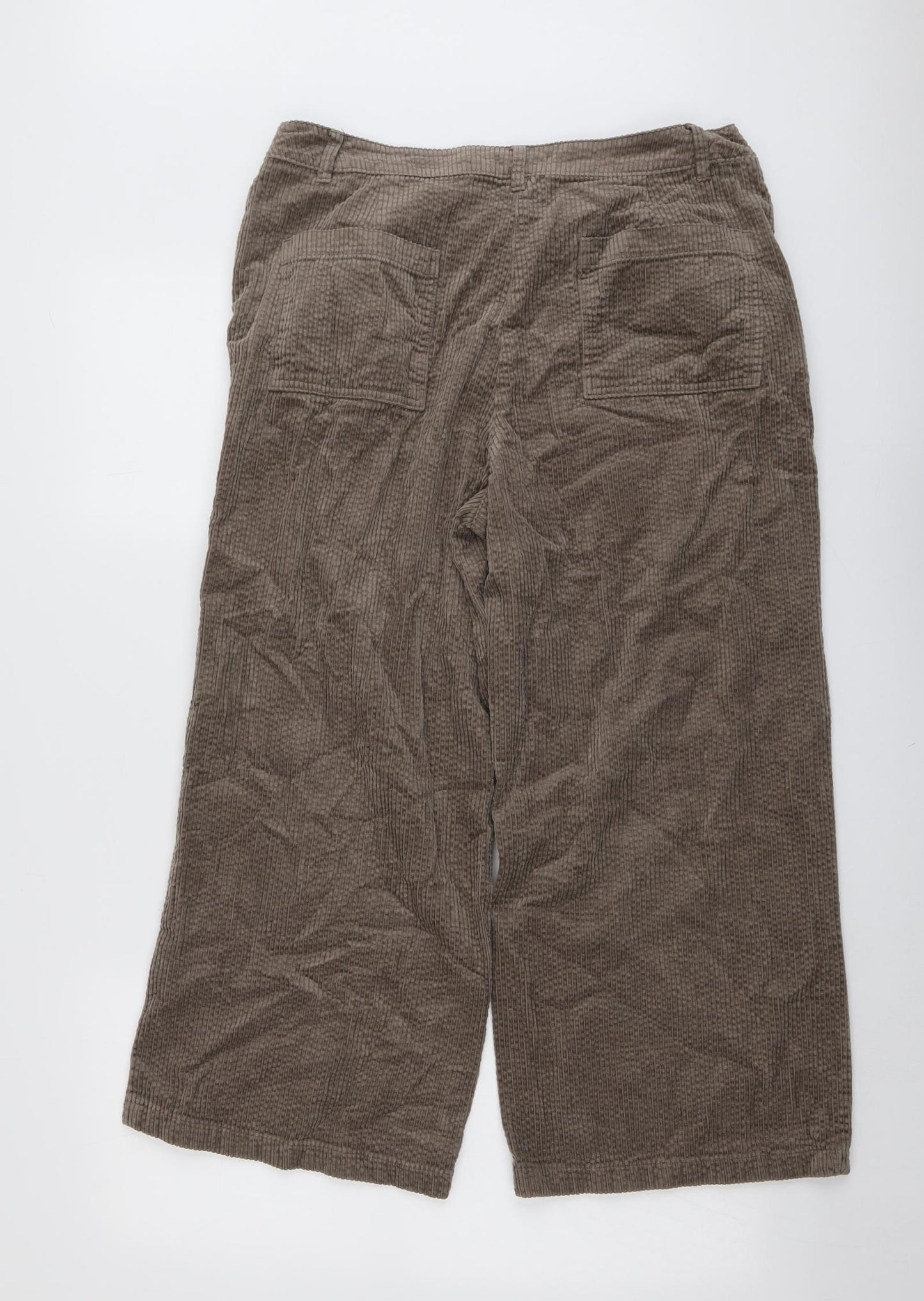 Seasalt Womens Brown Cotton Trousers Size 14 L24 in Regular Button