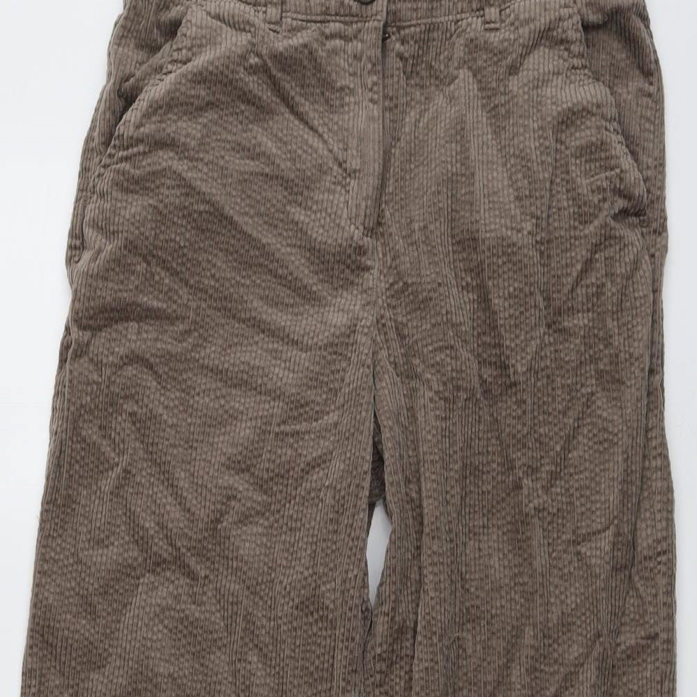 Seasalt Womens Brown Cotton Trousers Size 14 L24 in Regular Button