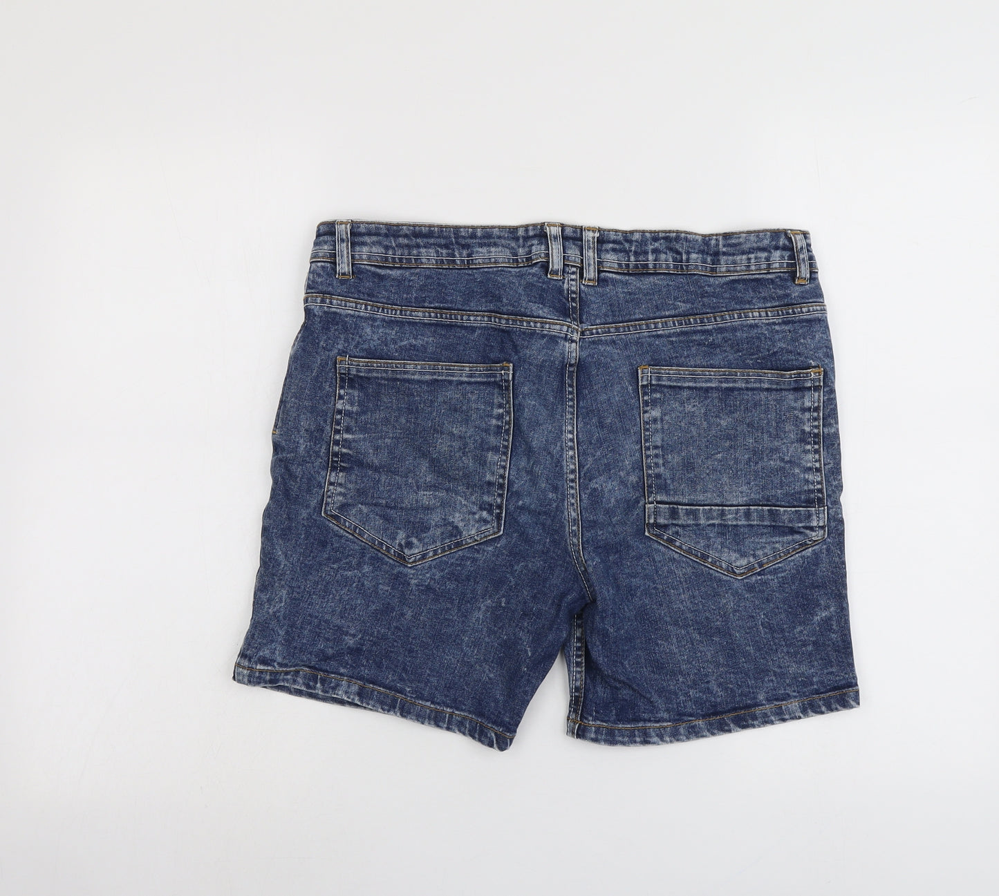 Brave Soul Mens Blue Cotton Bermuda Shorts Size S L6 in Regular Button