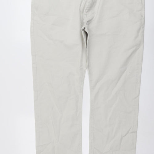 Marks and Spencer Mens Grey Cotton Straight Jeans Size 42 in L29 in Regular Button