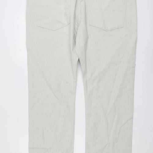 Marks and Spencer Mens Grey Cotton Straight Jeans Size 42 in L29 in Regular Button