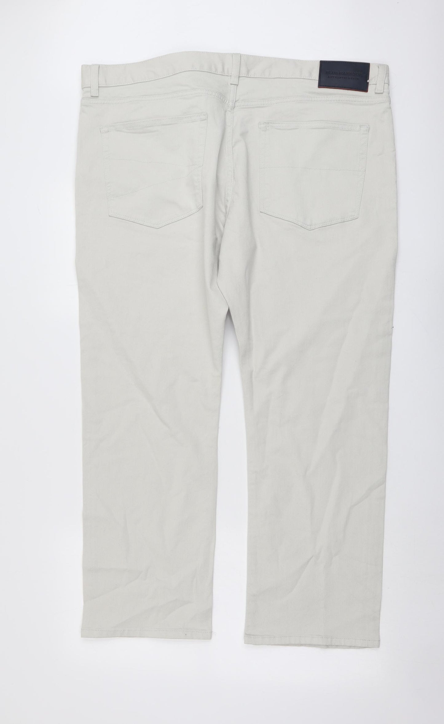 Marks and Spencer Mens Grey Cotton Straight Jeans Size 42 in L29 in Regular Button