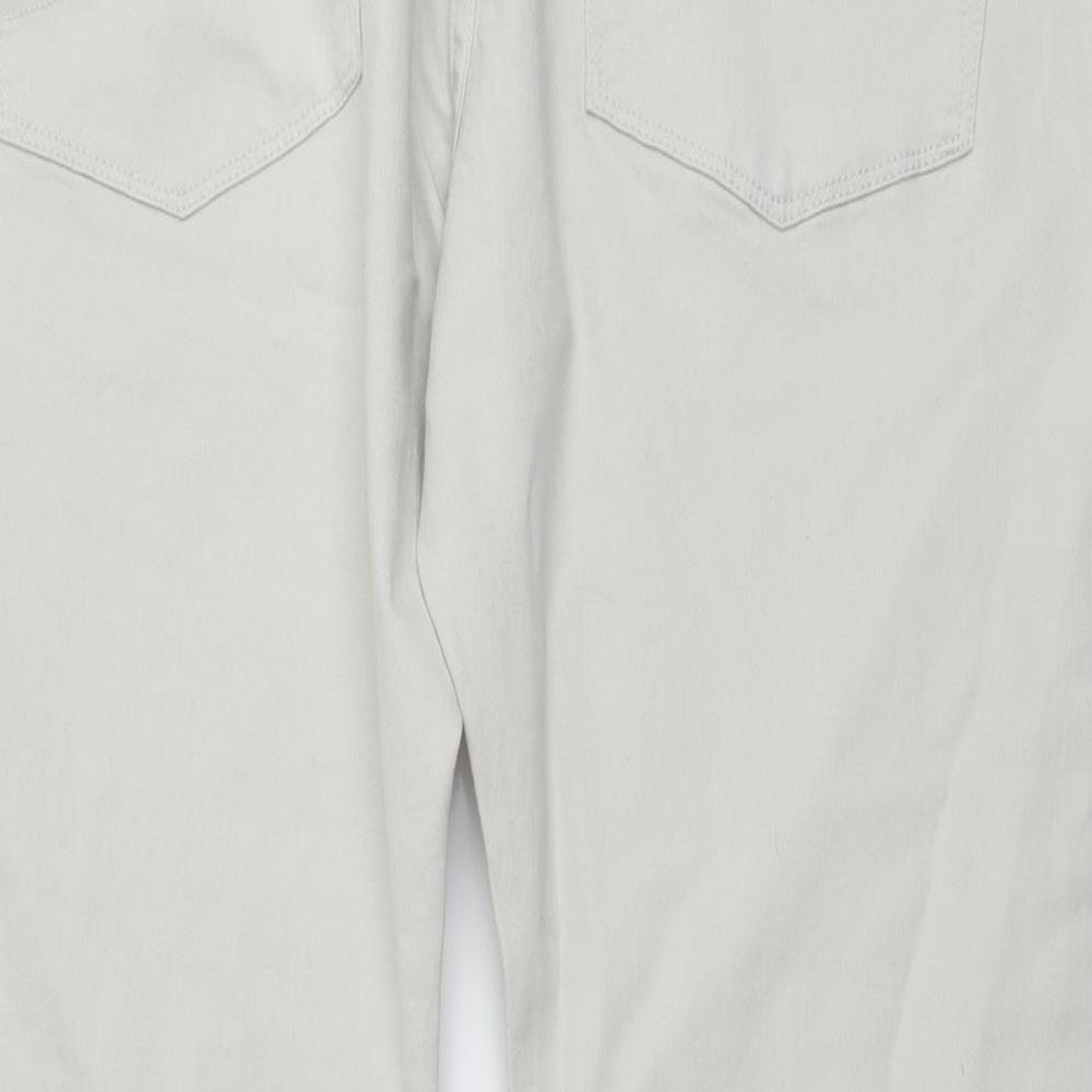 Marks and Spencer Mens Grey Cotton Straight Jeans Size 42 in L29 in Regular Button