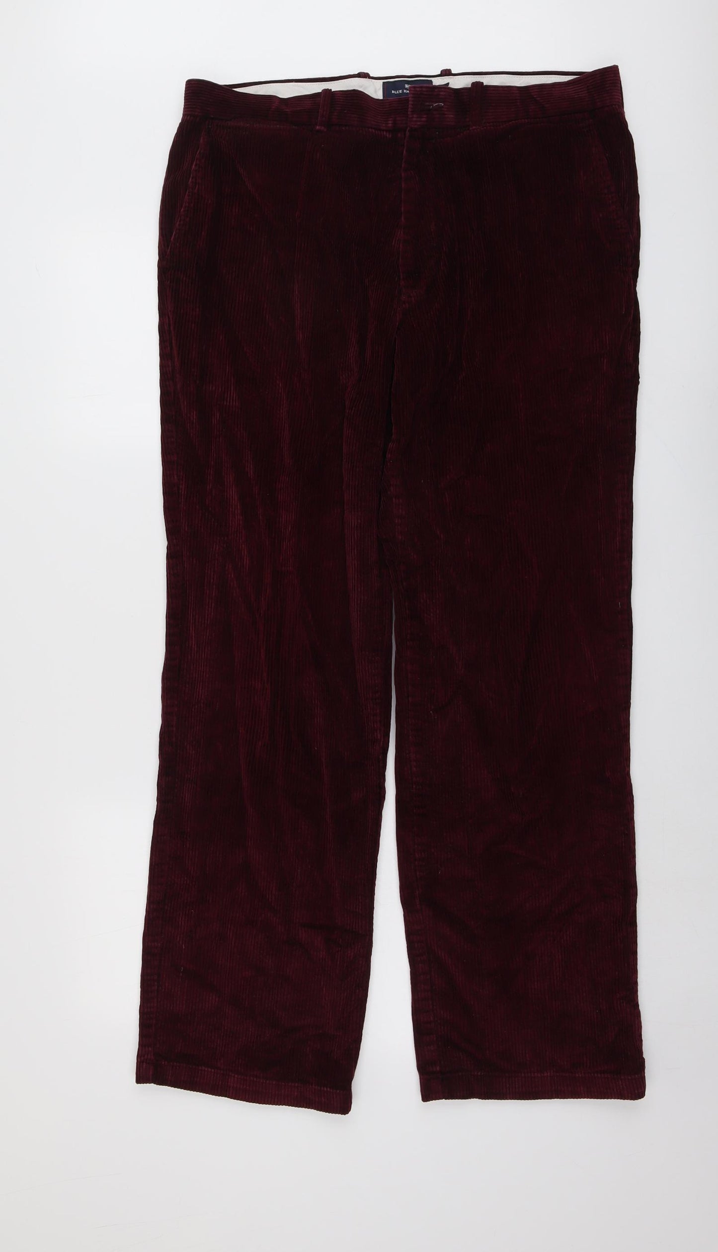 Blue Harbour Mens Purple Cotton Trousers Size 36 in L33 in Regular Button