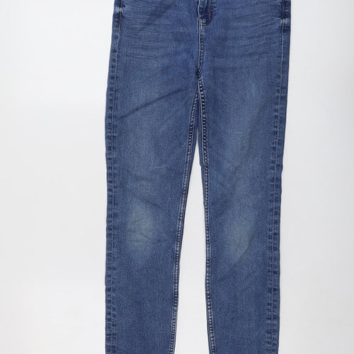 Marks and Spencer Womens Blue Cotton Skinny Jeans Size 10 L27 in Regular Button