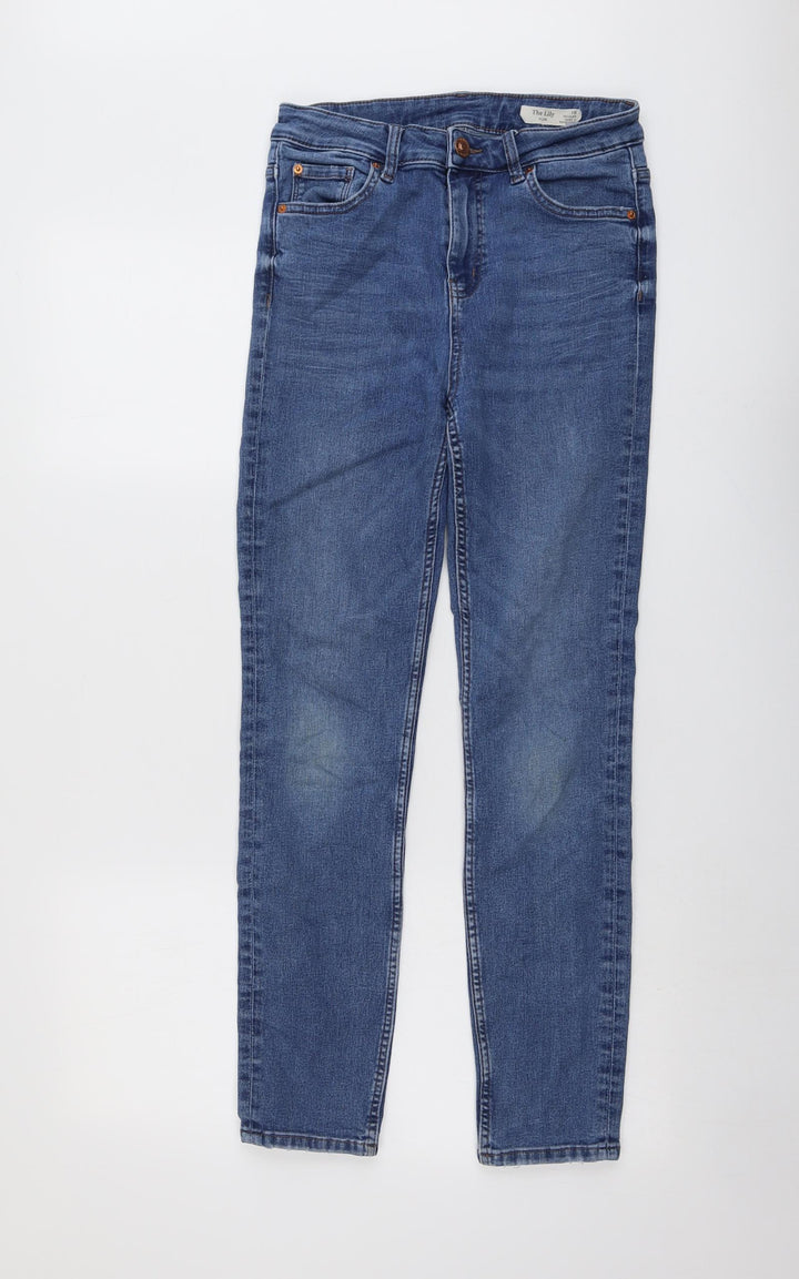Marks and Spencer Womens Blue Cotton Skinny Jeans Size 10 L27 in Regular Button