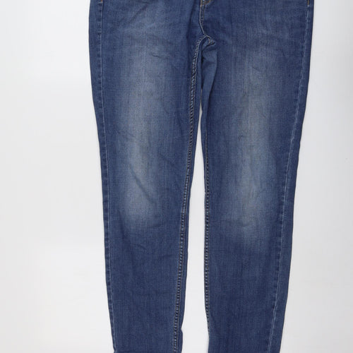 NEXT Womens Blue Cotton Skinny Jeans Size 16 L30 in Regular Button