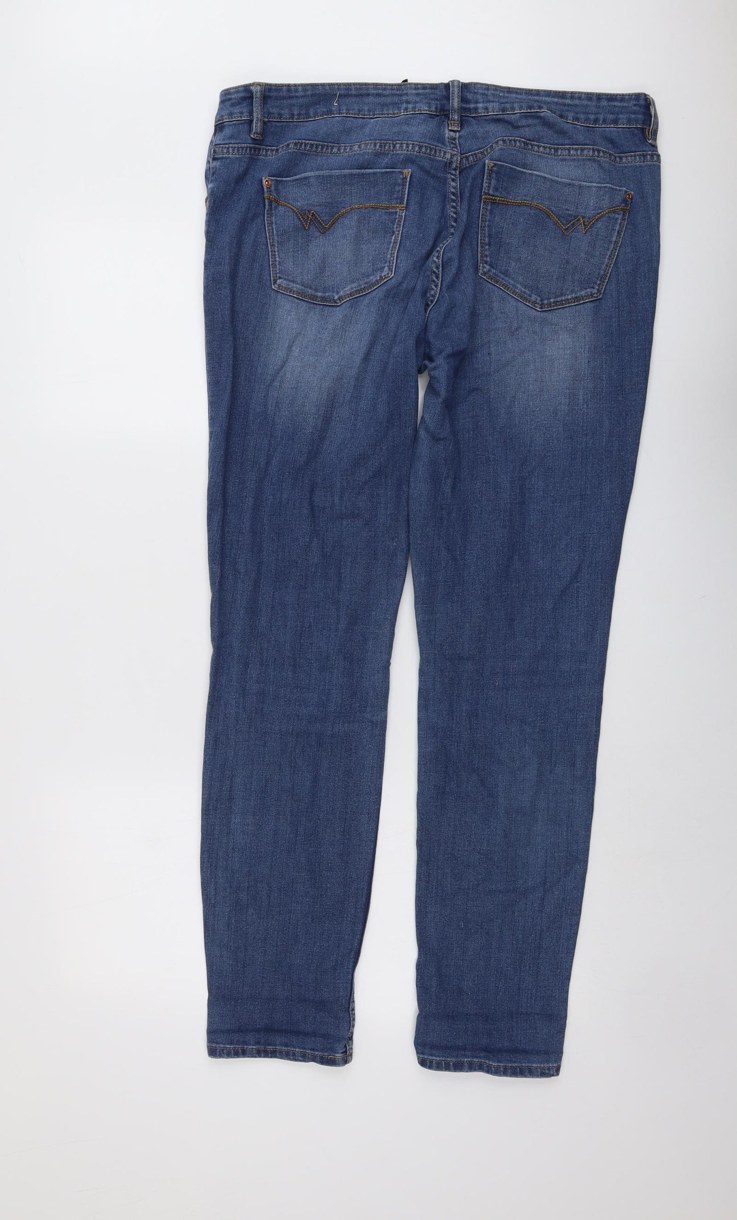 NEXT Womens Blue Cotton Skinny Jeans Size 16 L30 in Regular Button
