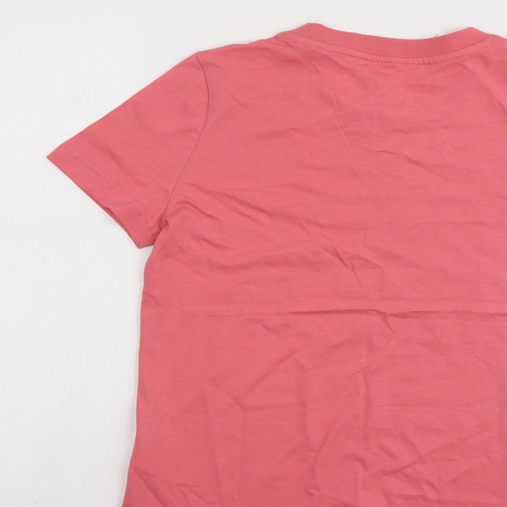 adidas Girls Pink Cotton Basic T-Shirt Size 13-14 Years Round Neck Pullover