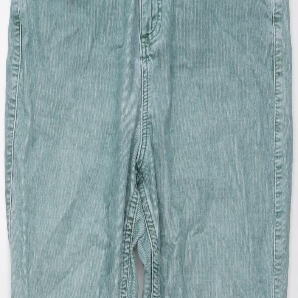 Marks and Spencer Womens Green Cotton Trousers Size 14 L28 in Regular Button