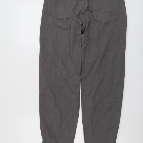 H&M Womens Grey Cotton Tapered Jeans Size 8 L29 in Regular Button