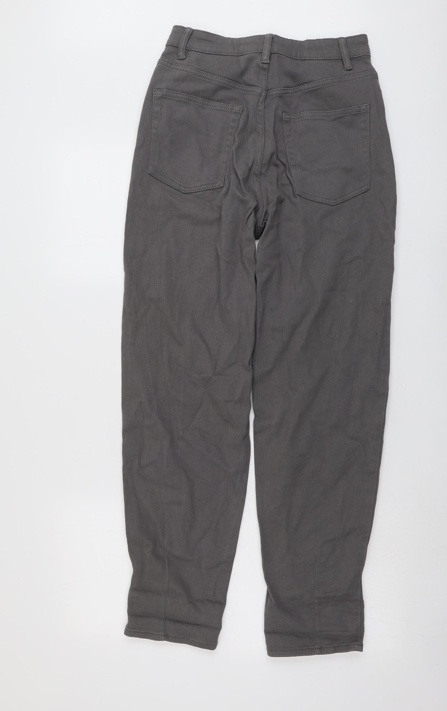 H&M Womens Grey Cotton Tapered Jeans Size 8 L29 in Regular Button