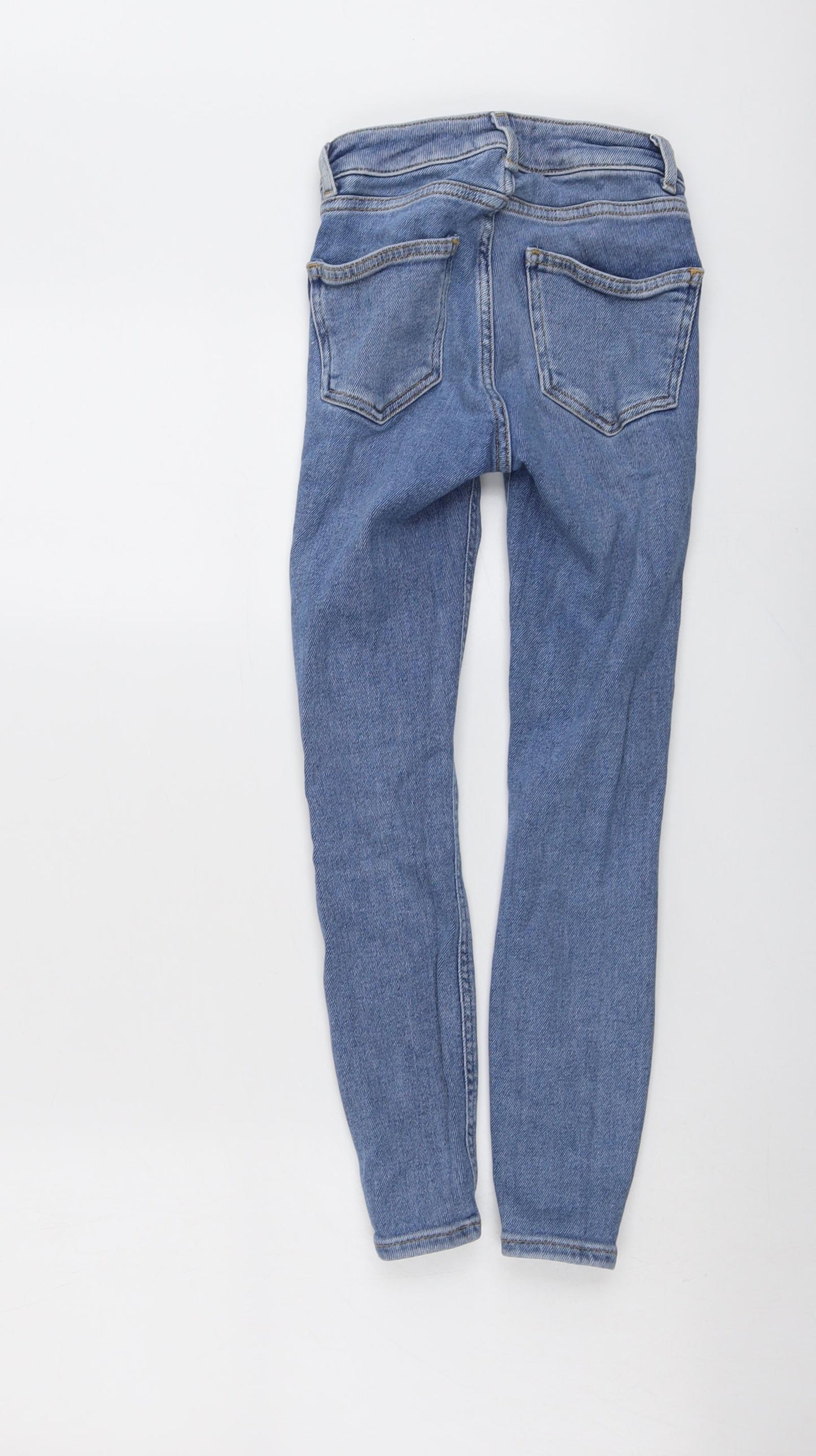New Look Girls Blue Cotton Skinny Jeans Size 10 Years Regular Button - Distressed