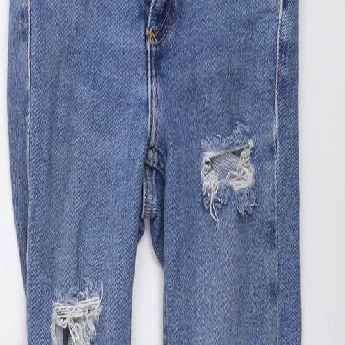 New Look Girls Blue Cotton Skinny Jeans Size 10 Years Regular Button - Distressed