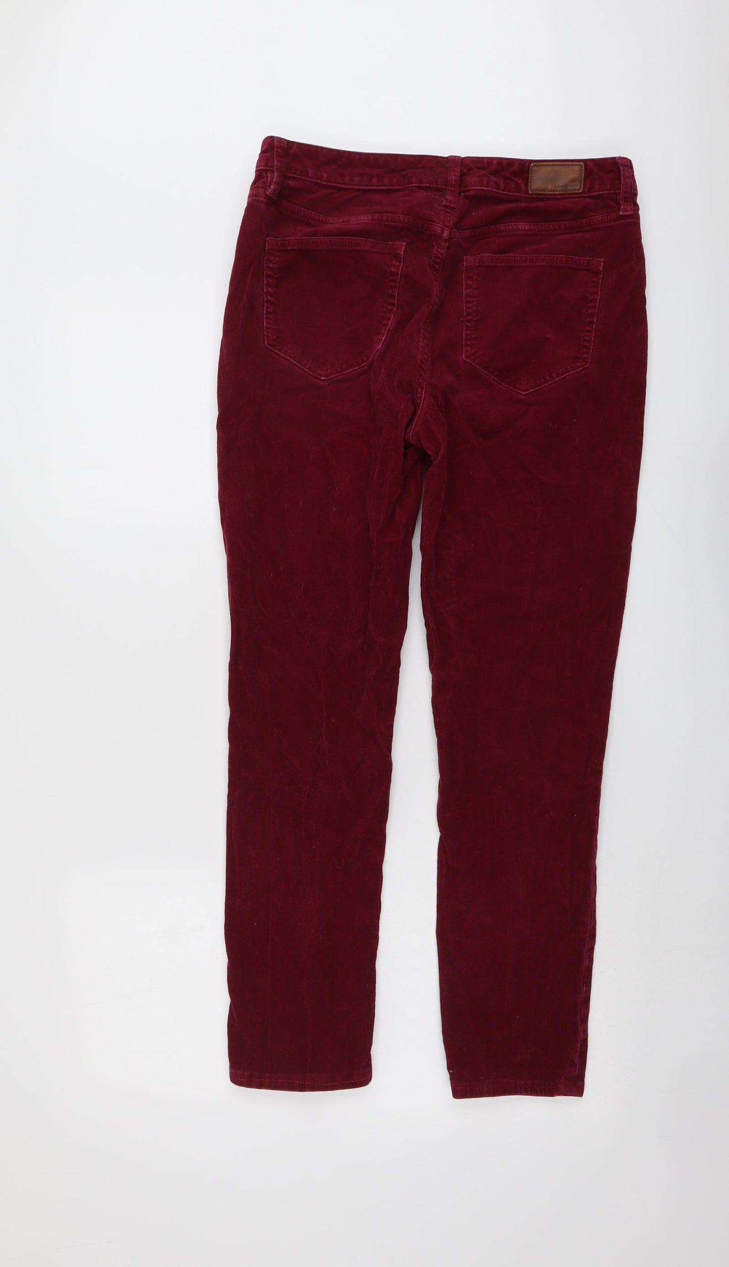 Land's End Womens Red Cotton Trousers Size 12 L27 in Regular Button