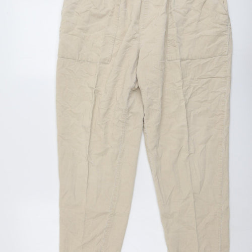 Damart Womens Beige Cotton Trousers Size 20 L26 in Regular Drawstring