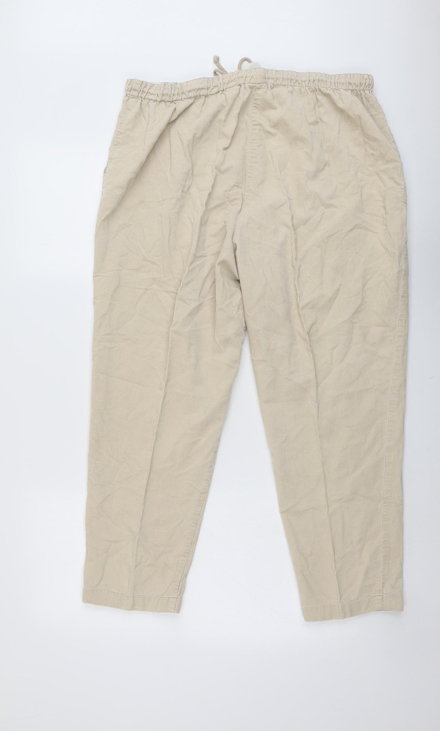 Damart Womens Beige Cotton Trousers Size 20 L26 in Regular Drawstring