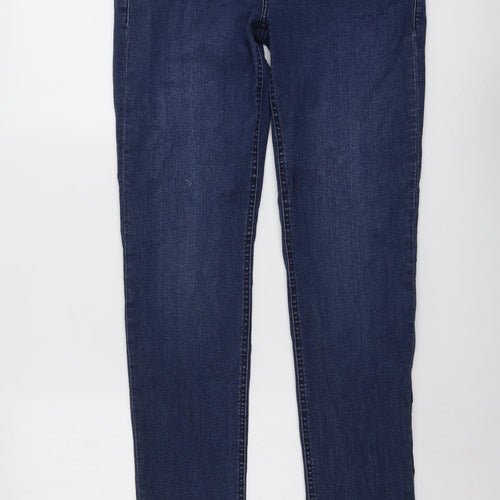 Fransa Womens Blue Cotton Skinny Jeans Size 12 L32 in Regular Button