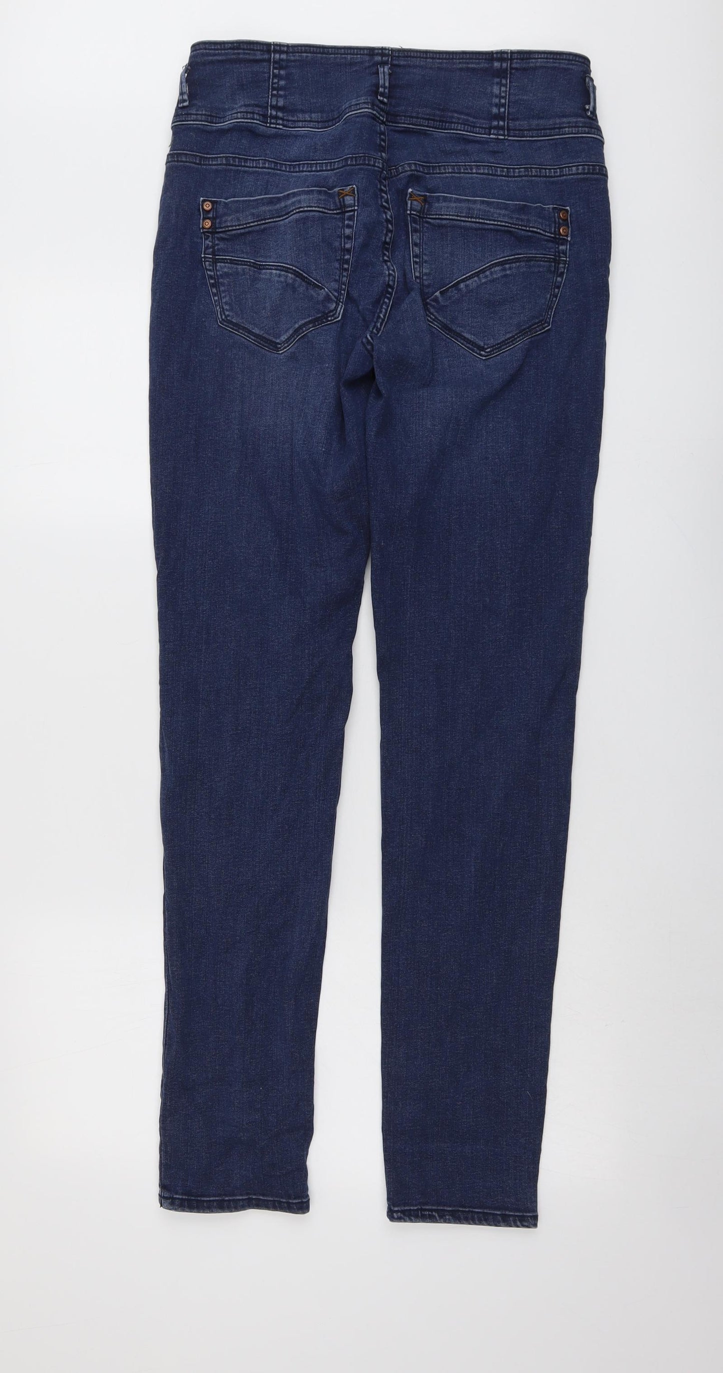 Fransa Womens Blue Cotton Skinny Jeans Size 12 L32 in Regular Button