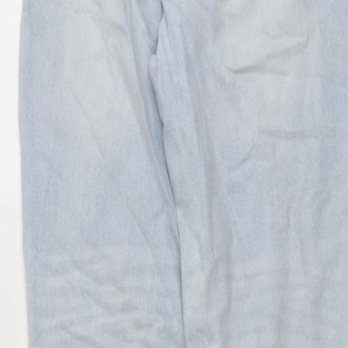 H&M Womens Blue Cotton Mom Jeans Size 8 L31 in Regular Button - Frayed Hem