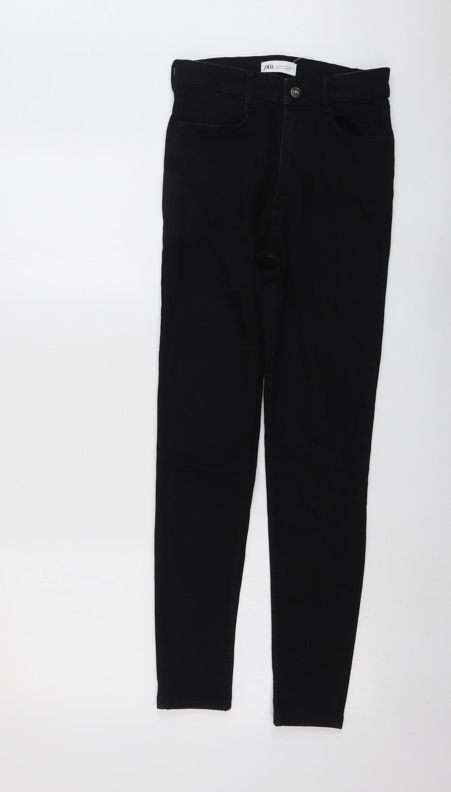 Zara Womens Black Cotton Skinny Jeans Size 10 L27 in Regular Button