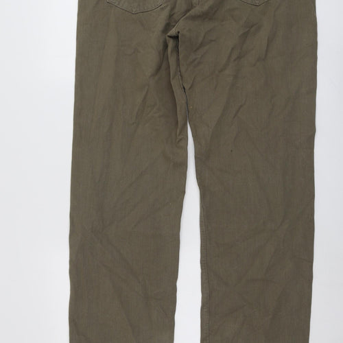 NEXT Mens Green Cotton Straight Jeans Size 36 in L33 in Relaxed Button