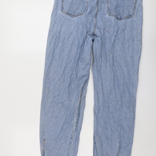 H&M Womens Blue Cotton Straight Jeans Size 14 L25 in Regular Button