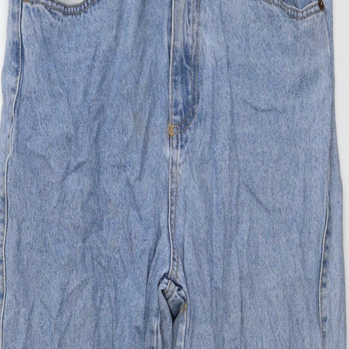 H&M Womens Blue Cotton Straight Jeans Size 14 L25 in Regular Button