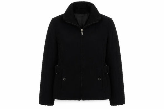 Front view of Gallery women’s black jacket, size UK 12, zip