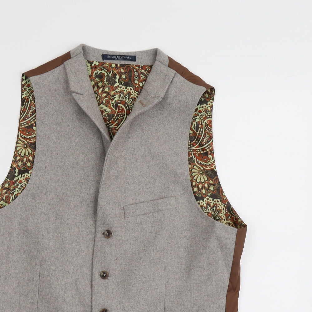 Sawyers & Hendricks Mens Grey Wool Jacket Suit Waistcoat Size 38 Regular