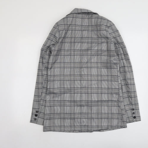Missguided Womens Grey Geometric Jacket Blazer Size 8 Button