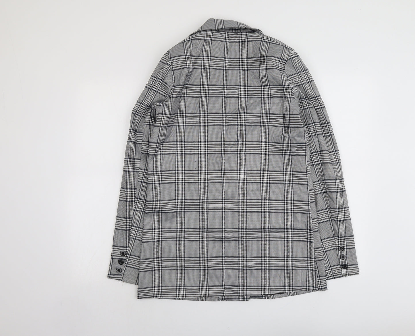 Missguided Womens Grey Geometric Jacket Blazer Size 8 Button