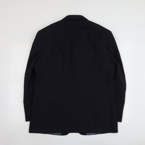 Marks and Spencer Mens Blue Striped Polyester Jacket Suit Jacket Size 42 Regular