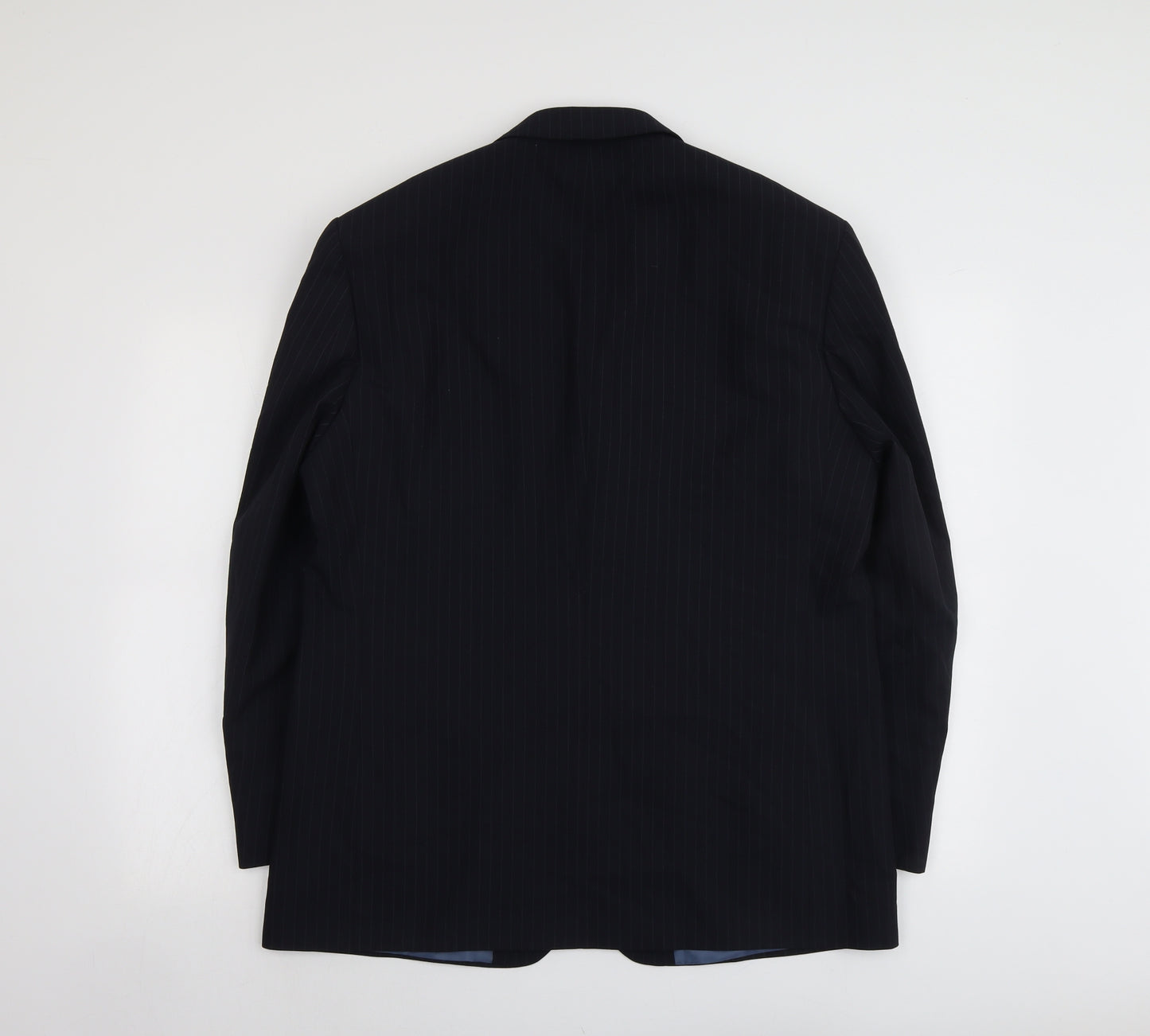 Marks and Spencer Mens Blue Striped Polyester Jacket Suit Jacket Size 42 Regular