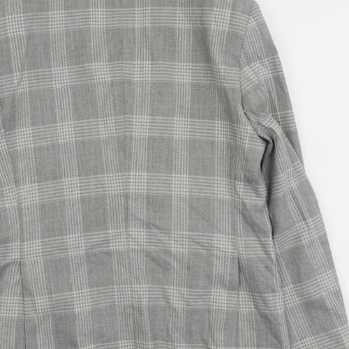 Marks and Spencer Mens Grey Plaid Polyester Jacket Blazer Size 38 Regular