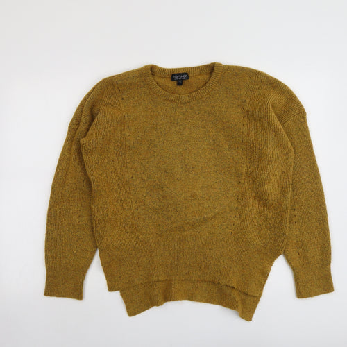 Topshop Womens Yellow Round Neck Acrylic Pullover Jumper Size 10