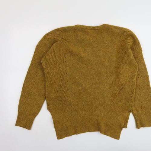Topshop Womens Yellow Round Neck Acrylic Pullover Jumper Size 10