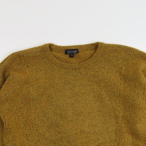 Topshop Womens Yellow Round Neck Acrylic Pullover Jumper Size 10