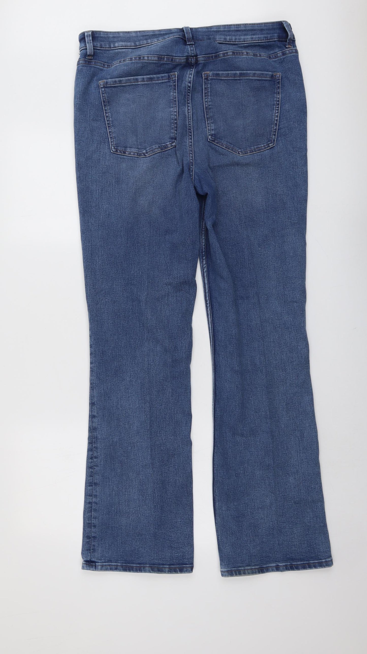 Marks and Spencer Womens Blue Cotton Bootcut Jeans Size 16 L32 in Regular Button