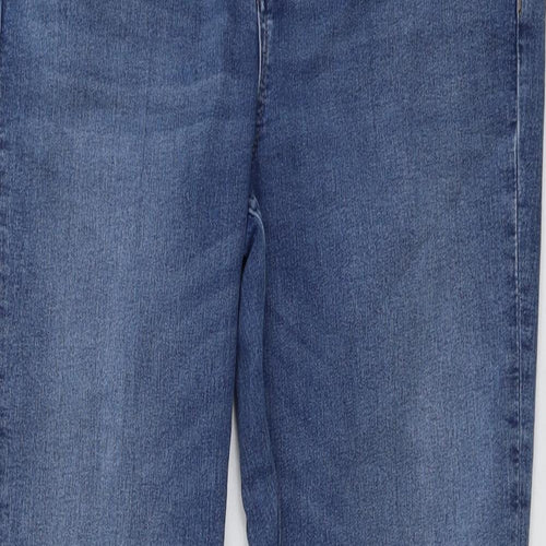 Marks and Spencer Womens Blue Cotton Bootcut Jeans Size 16 L32 in Regular Button
