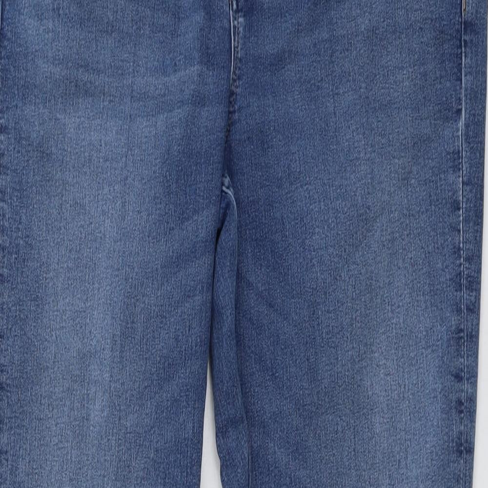 Marks and Spencer Womens Blue Cotton Bootcut Jeans Size 16 L32 in Regular Button
