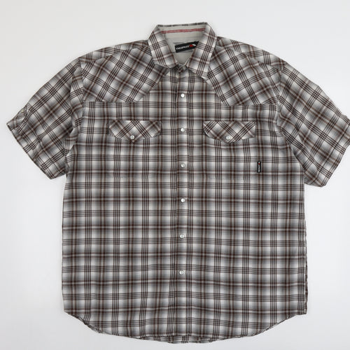 Trespass Mens Grey Plaid Polyester Button-Up Size L Collared Button