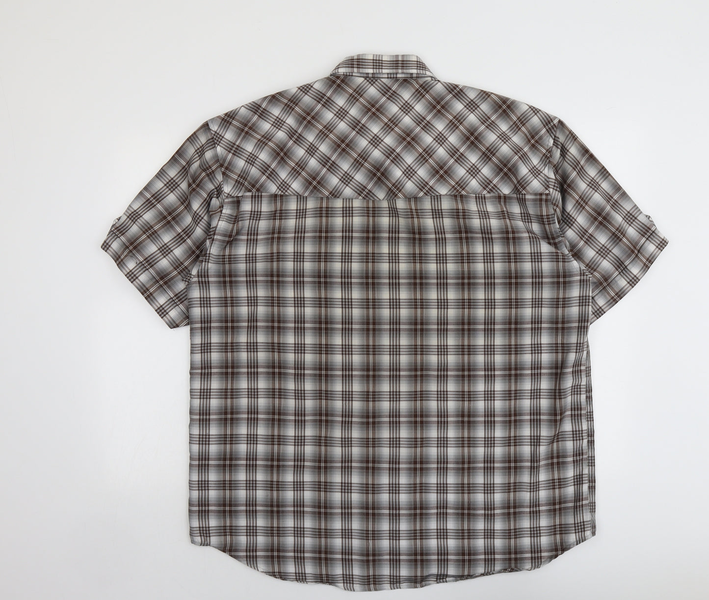 Trespass Mens Grey Plaid Polyester Button-Up Size L Collared Button