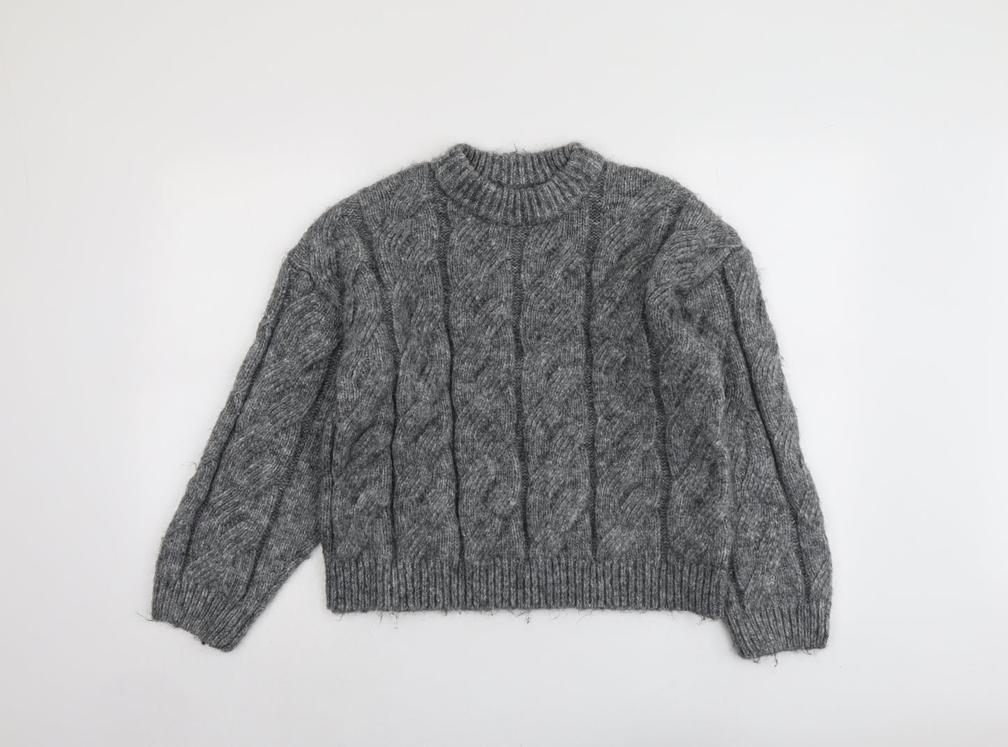 Marks and Spencer Womens Grey Round Neck Acrylic Pullover Jumper Size M