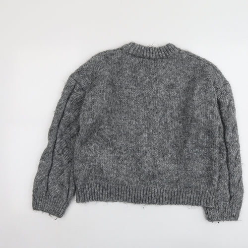Marks and Spencer Womens Grey Round Neck Acrylic Pullover Jumper Size M