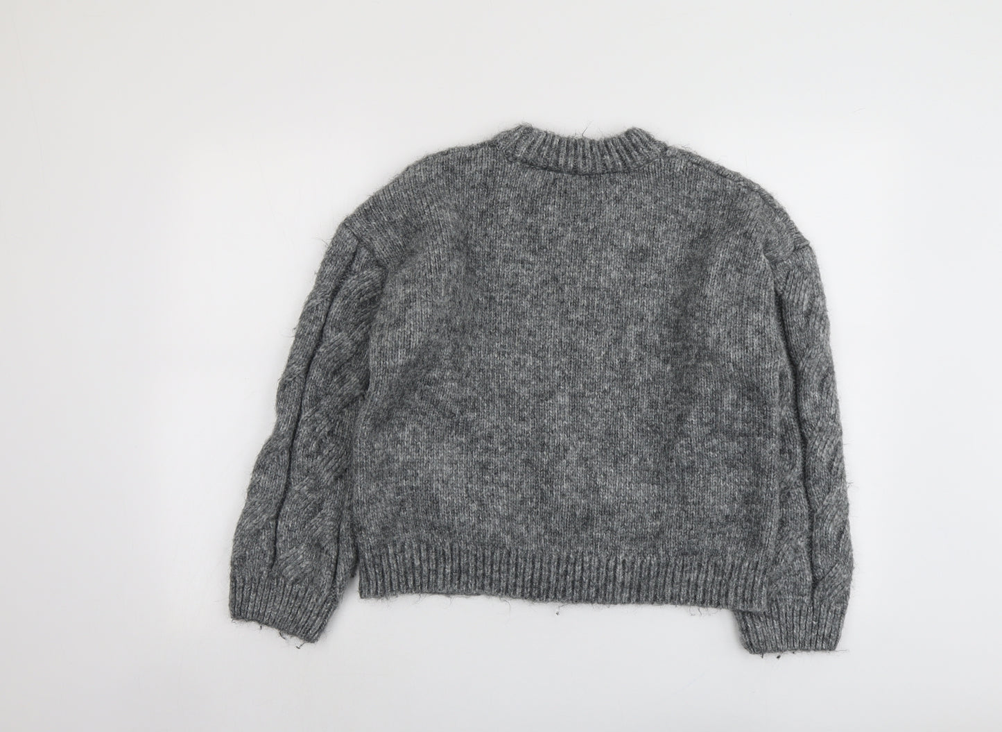 Marks and Spencer Womens Grey Round Neck Acrylic Pullover Jumper Size M