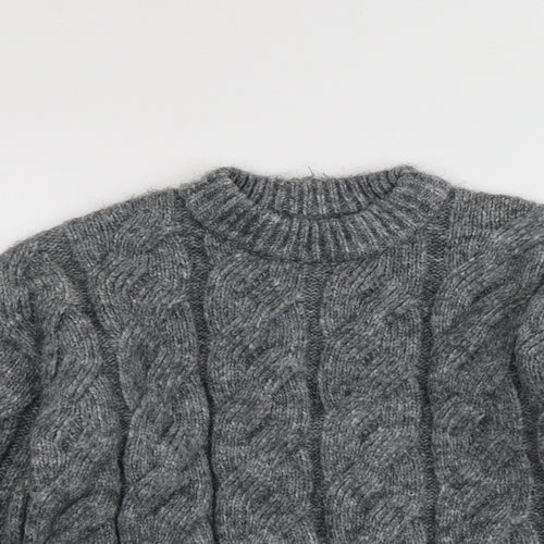Marks and Spencer Womens Grey Round Neck Acrylic Pullover Jumper Size M