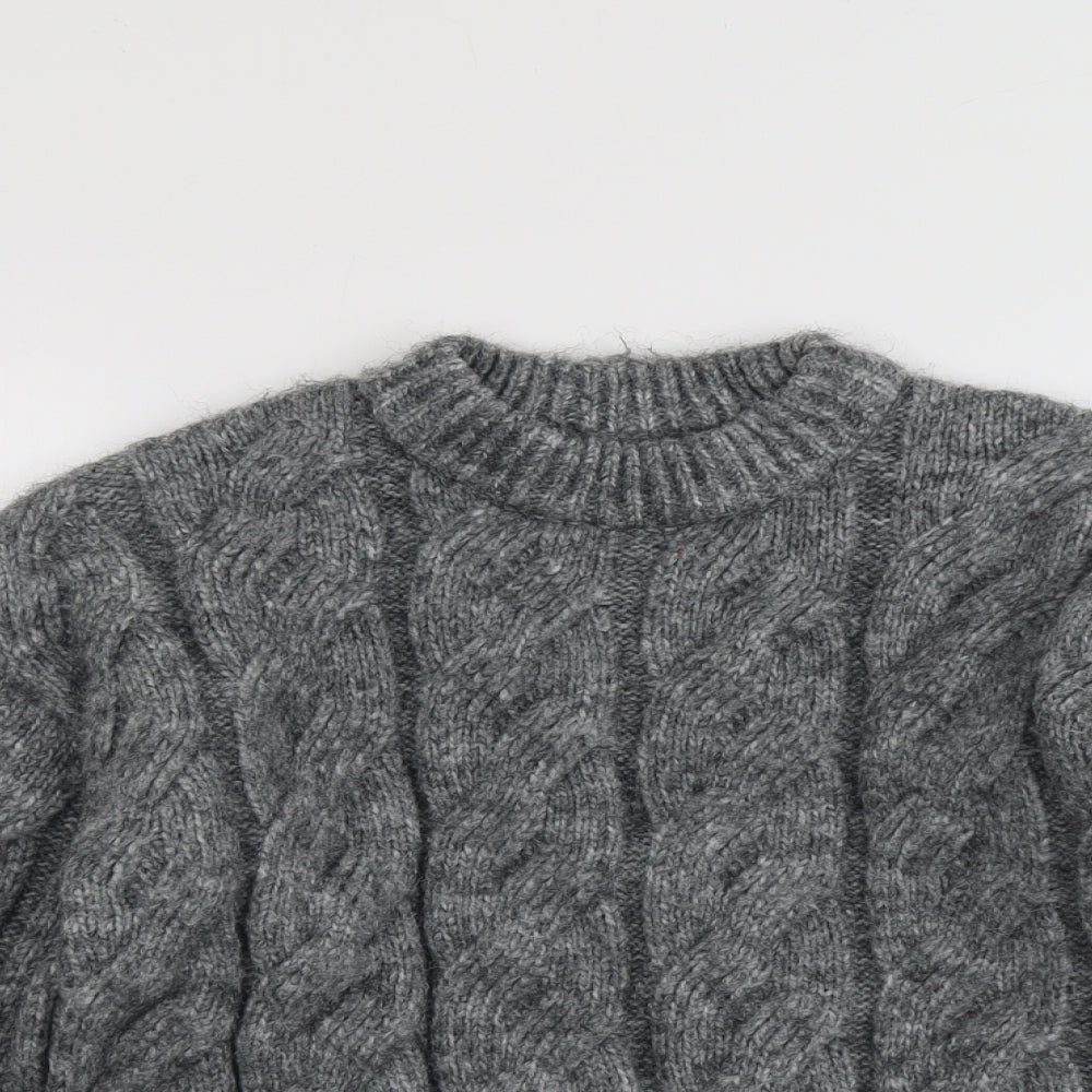 Marks and Spencer Womens Grey Round Neck Acrylic Pullover Jumper Size M