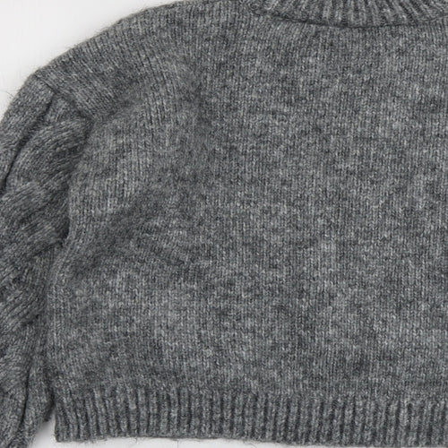 Marks and Spencer Womens Grey Round Neck Acrylic Pullover Jumper Size M