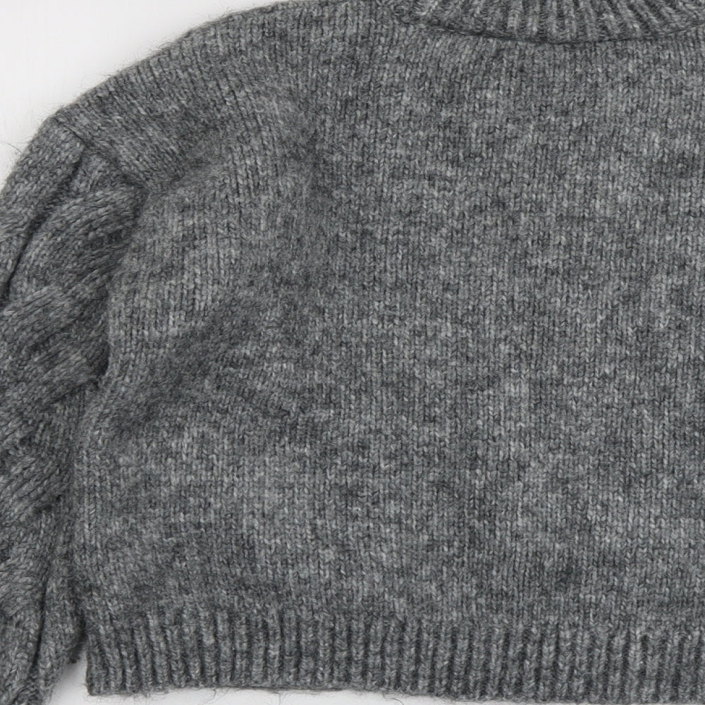 Marks and Spencer Womens Grey Round Neck Acrylic Pullover Jumper Size M